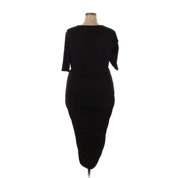 Kiyonna Black Party Dress Rumor Ruched Style LBD Bodycon 1X Flutter Sleeve Sexy - Picture 8 of 13